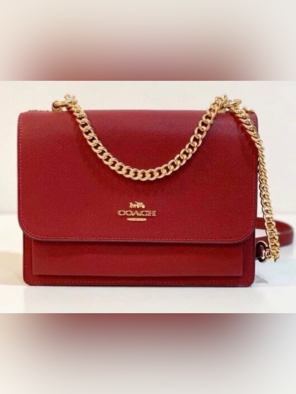 NWT Mini Coach Klare Crossbody Bag Leather True Red Gold💃💃
